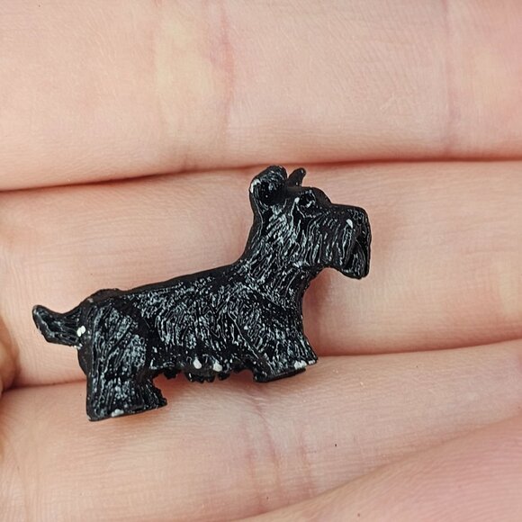 Miniature Scottie Dog Figurines Set Black & White Metal Tiny Scottish Terrier - Picture 7 of 8